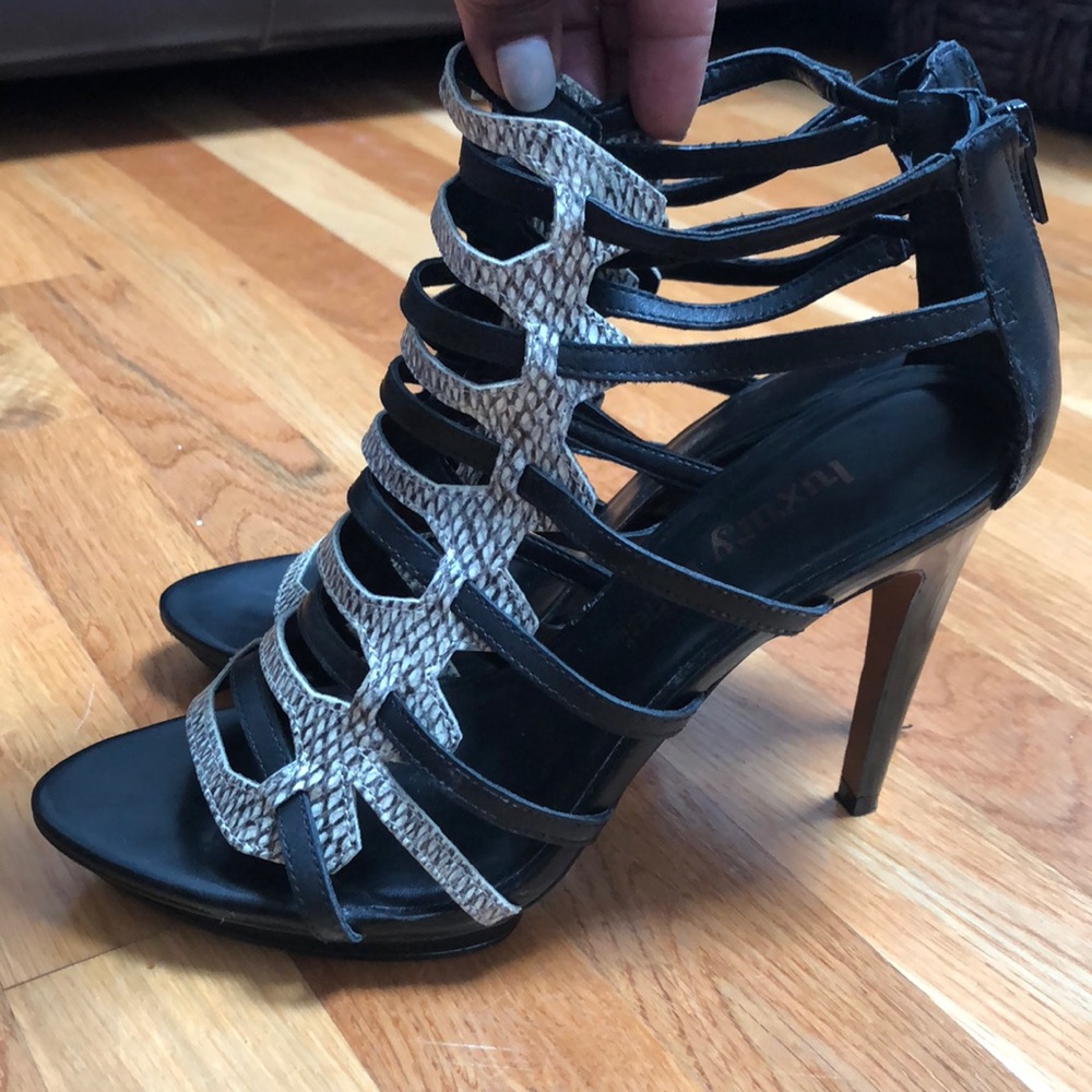 Luxury Rebel Snakeskin & Black Sandals